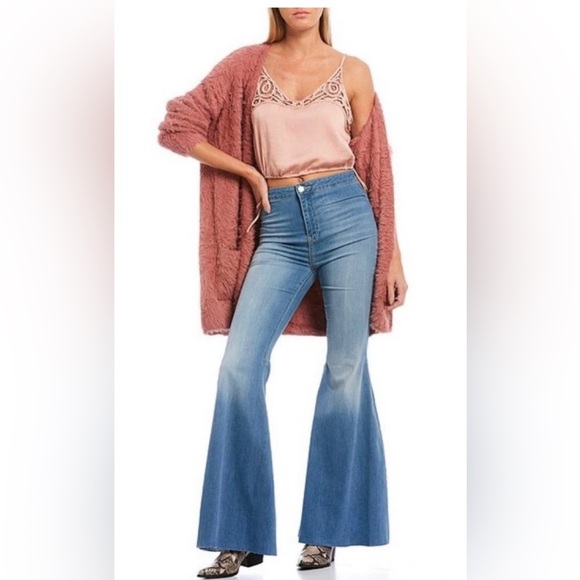 Free People | Dusty Pink Faux Fur Cardigan Size S - Picture 1 of 12